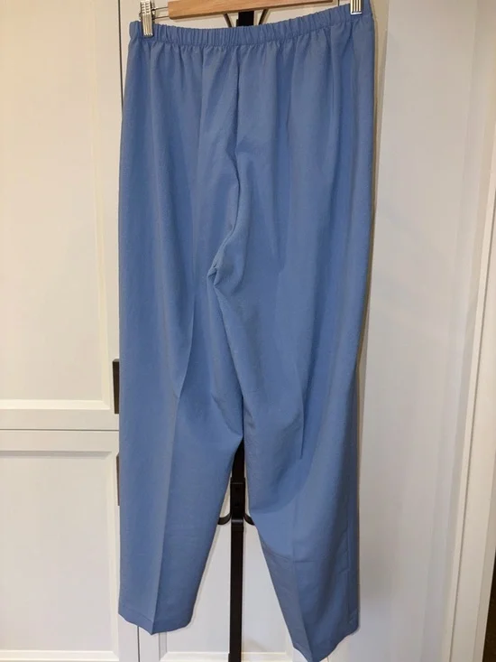 Women’s Vintage High Waisted Elastic-Waist Pull-On Work Pants Light Blue Office - Picture 5 of 10